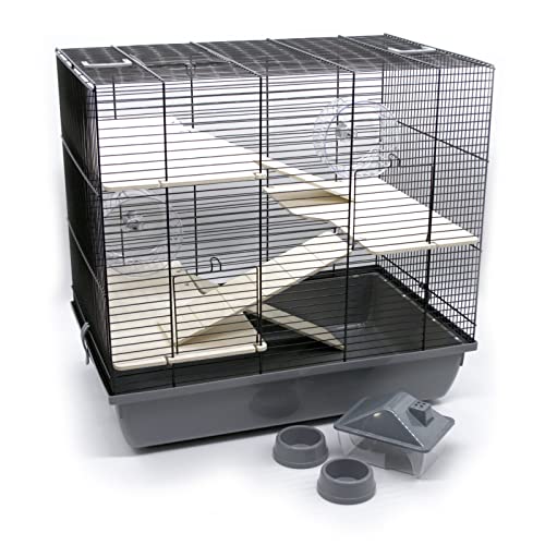 Nagerkäfig ZooPaul Kleintiere REX III inkl. Zubehör grau 60x36x54 cm Maus Käfig Hamster Nagetier Spielplatz von ZooPaul