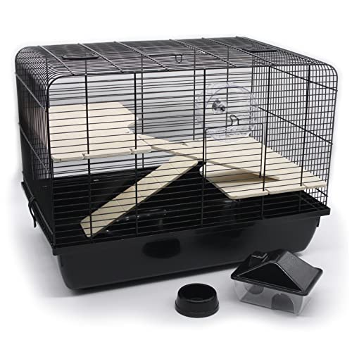 ZOOPAUL XL Hamsterkäfig Nagerkäfig inkl. Zubehör Schwarz Kleintierkäfig Hamster Maus und Ander Kleintiere von ZooPaul