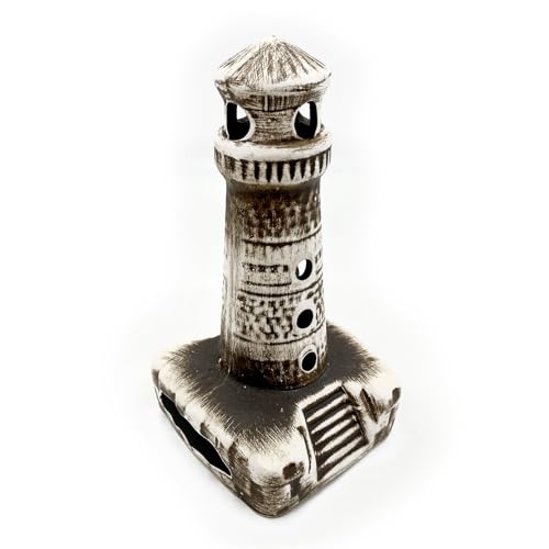 ZooPaul Keramik Deko Dekoration Aquarium Terrarium Leuchtturm Turm Säule von ZooPaul