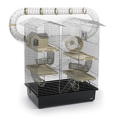 ZooPaul Nagerkäfig CH2 XXL Zubehör Tunnelsystem Chrome Schwarz Beige Maus Hamster Käfig von ZooPaul