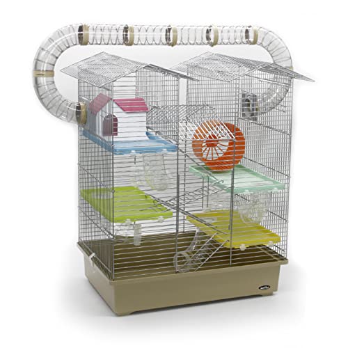 Nagerkäfig CH2 XXL mit Zubehör Tunnelsystem Chrome Beige Bunt Maus Hamster Käfig von ZooPaul