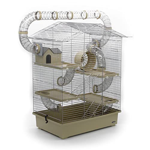 Nagerkäfig CH3 XXL mit Zubehör Tunnelsystem Chrome Beige Maus Hamster Käfig Burg von ZooPaul