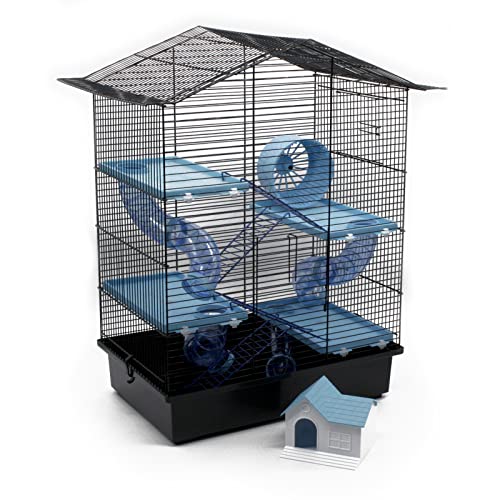 Nagerkäfig Hamsterkäfig Käfig XXL ca 67x49x32cm mit Zubehör blau Maus Hamster Ratte NEU von ZooPaul