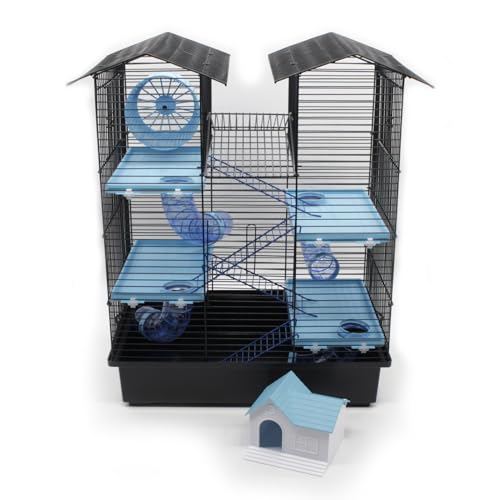 ZooPaul Nagerkäfig Hamsterkäfig XXL CH2 Blau mit Zubehör Maus Hamster Käfig Tunnel Haus von ZooPaul