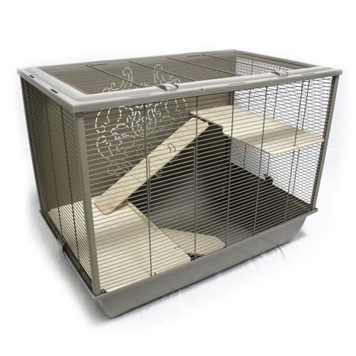 ZooPaul Premium Hamsterkäfig XXL Marcus Glamour mit Design Rückwand Mocca 58x78x48 cm Nagerkäfig Kleintiere von ZooPaul