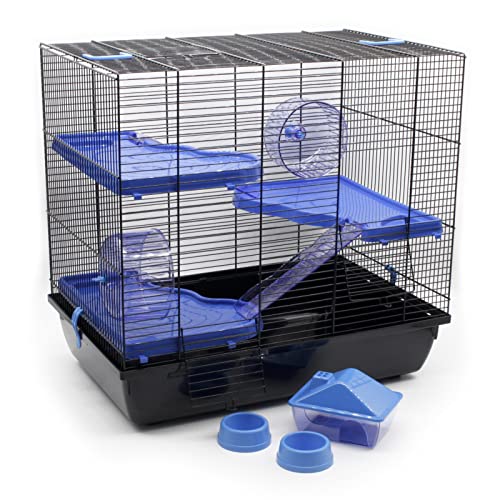 ZooPaul Premium Nagerkäfig XXL Kleintiere blau inkl. Zubehör 60x36x54 cm Maus Hamsterkäfig (blau) von ZooPaul