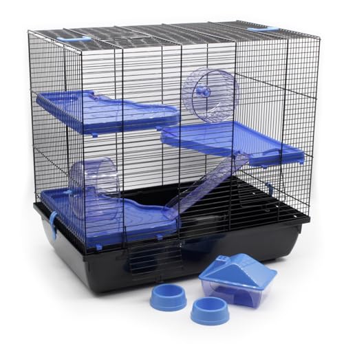 ZooPaul Premium Nagerkäfig XXL Kleintiere blau inkl. Zubehör 60x36x54 cm Maus Hamsterkäfig von ZooPaul