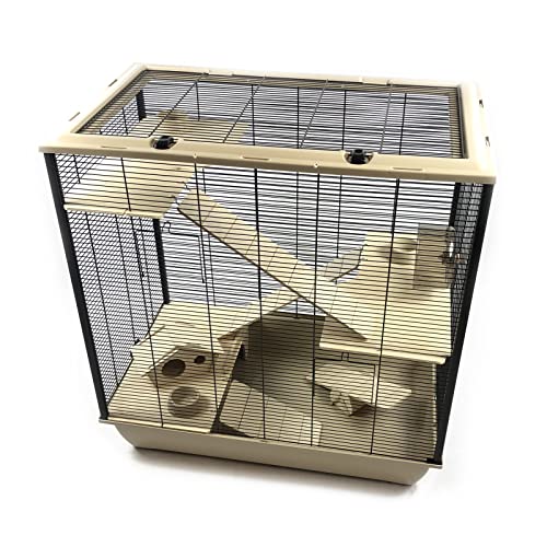 ZooPaul XXL Hamsterkäfig Fargo viel Zubehör aus Holz Hamster Ratten Degus Käfig für Kleintiere beige von ZooPaul