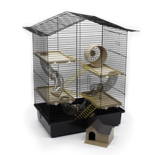 ZooPaul XXL Hamsterkäfig Nagerkäfig CH3 Zubehör Tunnelsystem Schwarz Beige Maus Hamster Käfig von ZooPaul