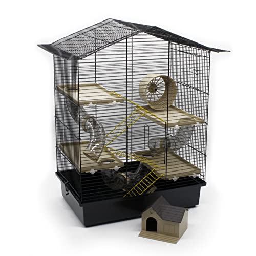 ZooPaul XXL Hamsterkäfig Nagerkäfig CH3 Zubehör Tunnelsystem Maus Hamster Käfig (schwarz beige) von ZooPaul