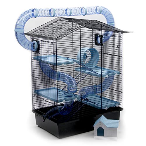 ZooPaul XXL Nagerkäfig Hamsterkäfig schwarz beige Maus Käfig Tunnelsystem Zubehör (blau) von ZooPaul