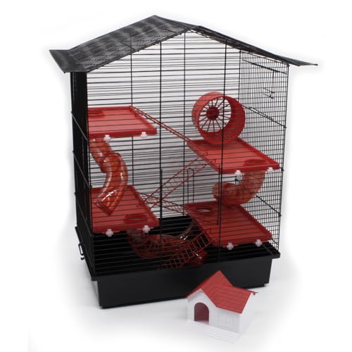 ZooPaul XXL Hamsterkäfig Nagerkäfig CH3 Zubehör Tunnelsystem Schwarz Rot Maus Hamster Käfig von ZooPaul