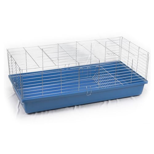 ZooPaul XXL Hasenkäfig 120cm Hasen Kleintieren Nagerkäfig Stall Meerschweinchen (hellblau) von ZooPaul