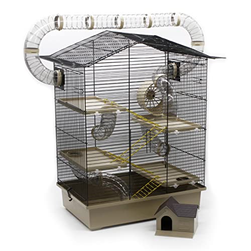 ZooPaul XXL Nagerkäfig Hamsterkäfig schwarz beige Maus Käfig Tunnelsystem Zubehör (beige) von ZooPaul