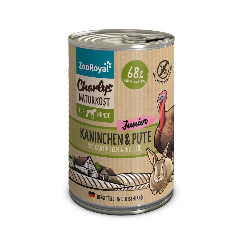 ZooRoyal Charlys Naturkost Junior Kaninchen & Pute mit Kartoffeln & Distelöl 400g von ZooRoyal Charlys Naturkost