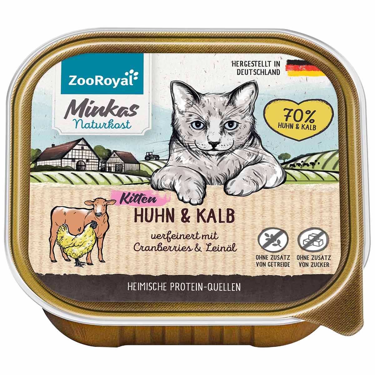 ZooRoyal Minkas Naturkost Kitten Huhn und Kalb mit Cranberries 100g von ZooRoyal Minkas Naturkost