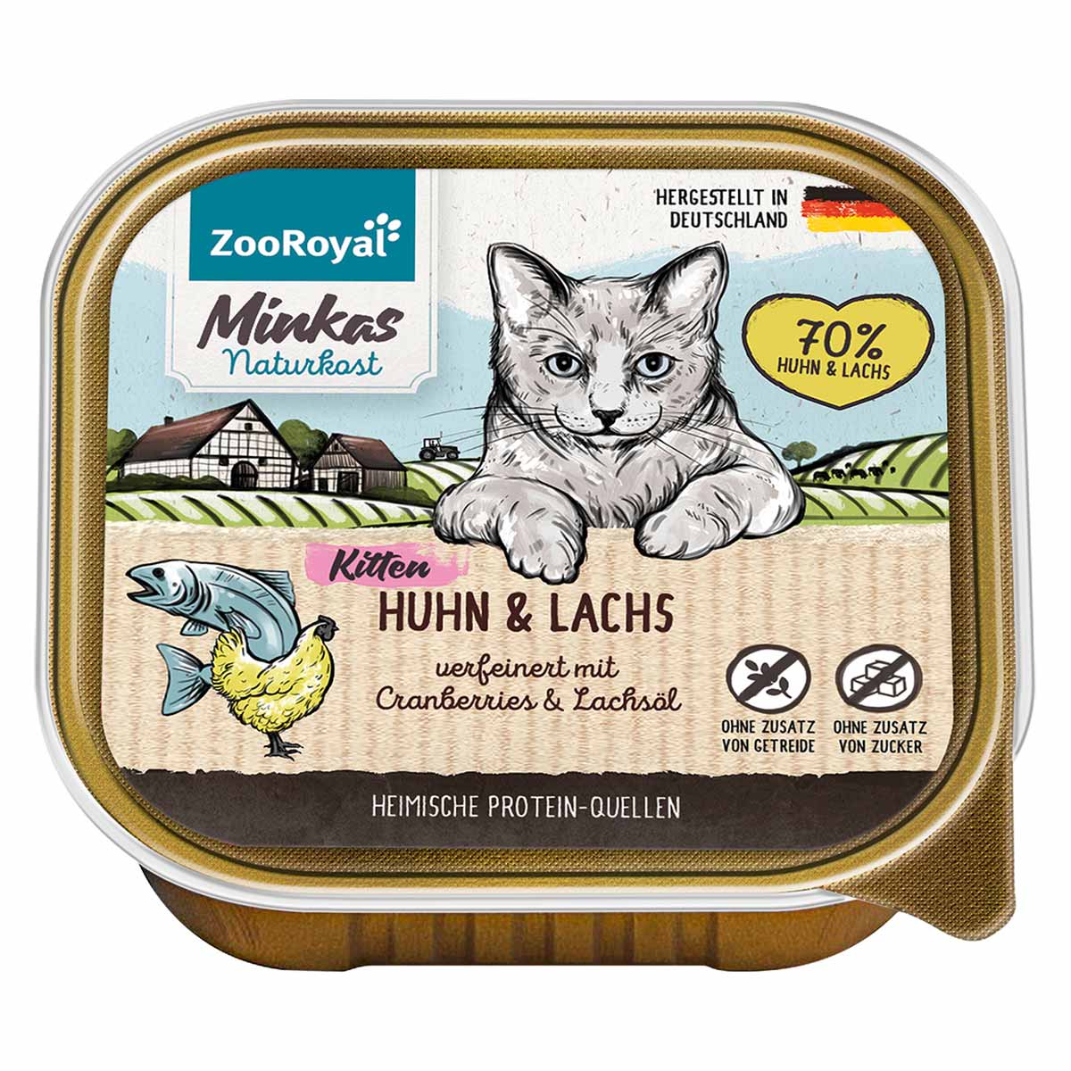 ZooRoyal Minkas Naturkost Kitten Huhn und Lachs mit Cranberries 100g von ZooRoyal Minkas Naturkost