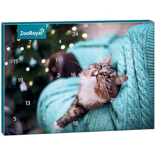 ZooRoyal Adventskalender 2024 Katze 200g Weinachsgeschenk Knusperkissen Probierpacket Katzengeschenke von ZooRoyal