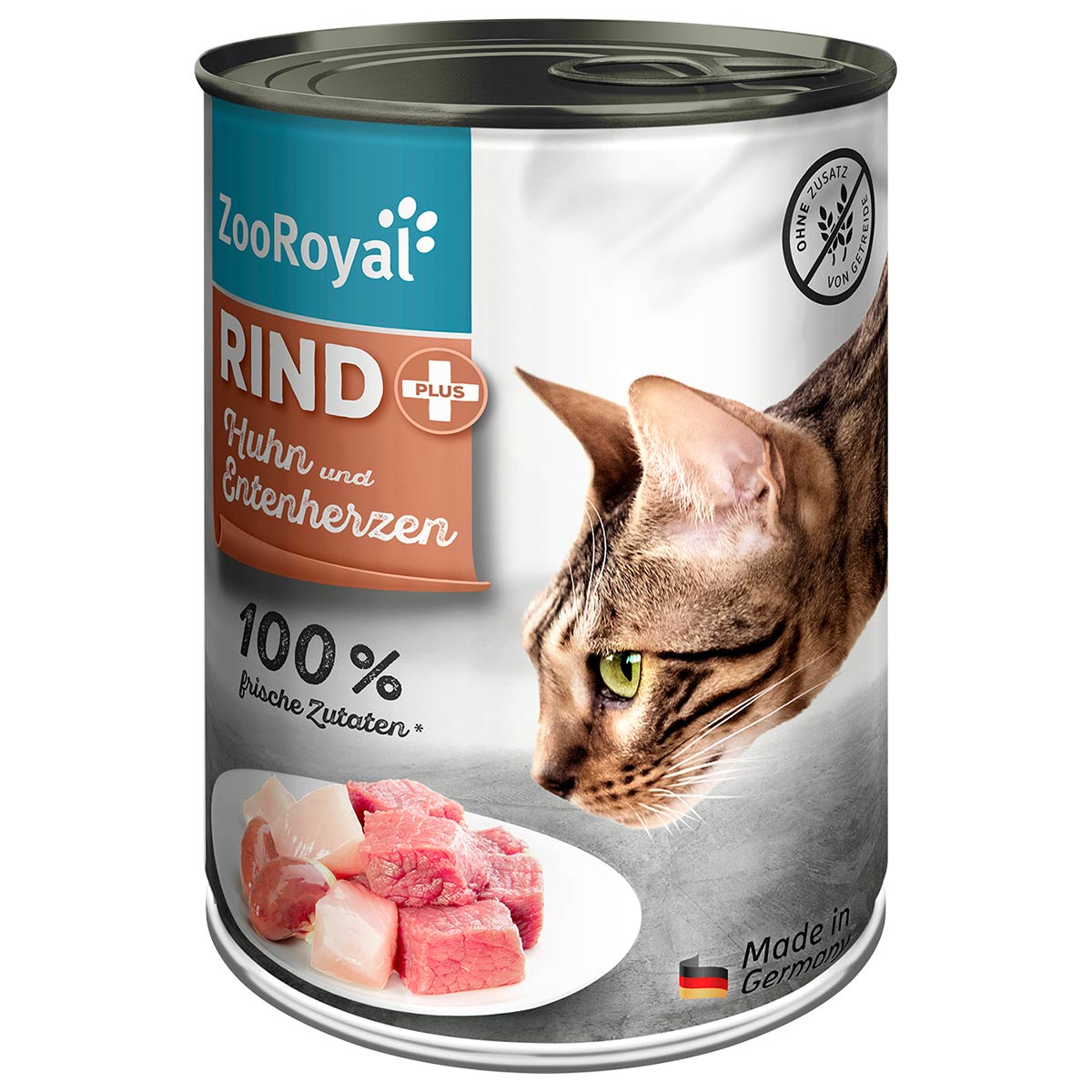 ZooRoyal Katze Rind + Huhn & Entenherzen 12x400g von ZooRoyal