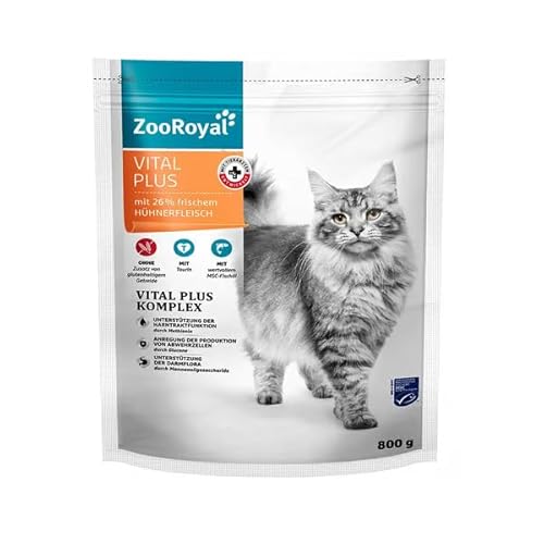 ZooRoyal Katzen Vital Plus mit frischem Hühnerfleisch 800 g Alleinfuttermittel für ausgewachsene Katzen von ZooRoyal