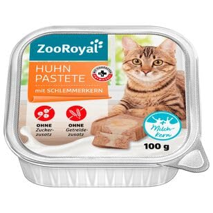 ZooRoyal Katzenfutter Huhn Pastete mit Schlemmermilchkern, 16er Pack (16 x 100g) von ZooRoyal