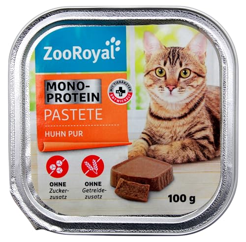 ZooRoyal Katzenfutter Monoprotein Pastete Huhn Pur, 16er Pack (16 x 100g) von ZooRoyal