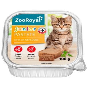 ZooRoyal Katzenfutter junior Pastet reich an Geflügel, 16er Pack (16 x 100g) von ZooRoyal