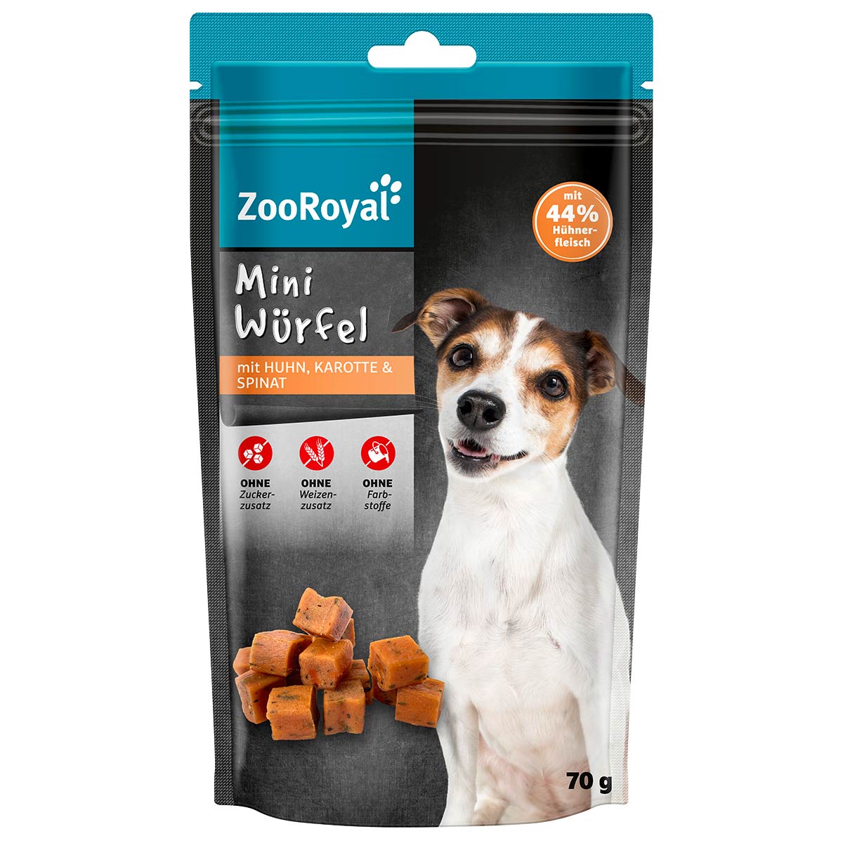 ZooRoyal Mini Hühnerwürfel mit Karotte & Spinat 70g von ZooRoyal