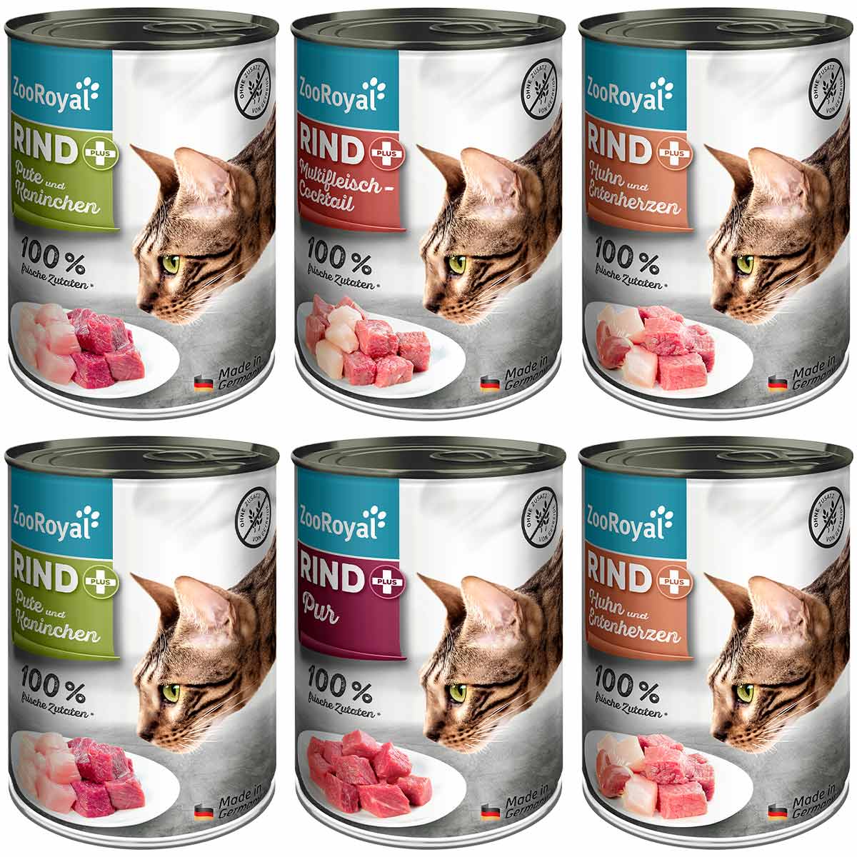 ZooRoyal Rind+ Mixpaket Katze 6x400g von ZooRoyal