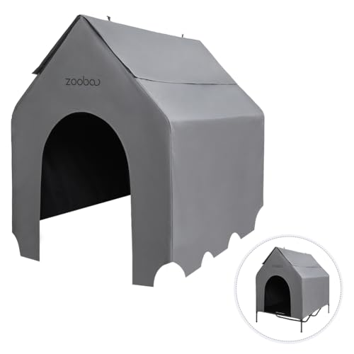 Zooba Robuste Hundehaus-Abdeckung, 121,9 cm, wasserdicht und UV-beständig, 600D-Oxford-Gewebe, für Hundehütten im Freien, passend für 121,9 x 94 x 129,5 cm große Häuser – schützender Unterschlupf für von Zooba