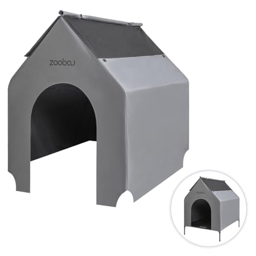 Zooba Robuste Hundehaus-Abdeckung, 91,4 cm, wasserdicht und UV-beständig, 600D-Oxford-Gewebe, für Hundehütten im Freien, passend für 91,4 x 76,2 x 111,8 cm große Häuser – schützender Unterschlupf für von Zooba