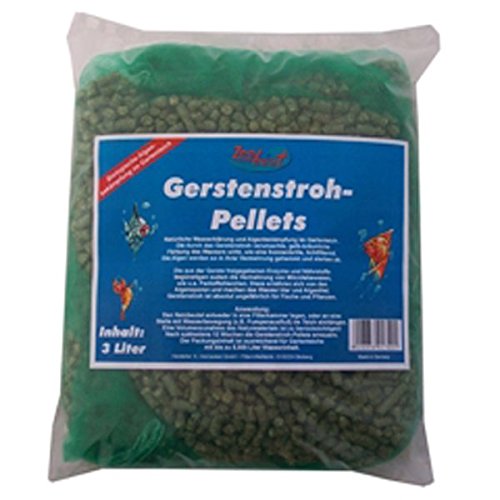 Zoobest Gerstenstroh Pellets 3 Ltr. inkl. Netzbeutel - Algenbekämpfung Pellets für Frischwasserumgebungen - Aquarienfilter, Algenkontrolle - 3 Ltr. von Zoobest