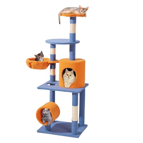 Zooland Katzenbaum Turm für Indoor Katzen, Mehrstöckig Katzenhaus mit Plattformbett, Sisalbaum Kletterbaum Katze Condo Perfekt für Haustier Spiel, Spaß, Ruhe, Kratzen von Zooland