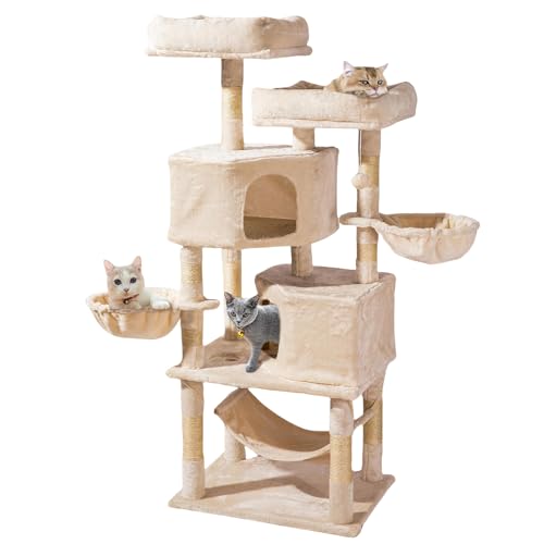 Zooland Katzenbaum Turm für Indoor Katzen, Mehrstöckig Katzenhaus mit Plattformbett, Sisalbaum Kletterbaum Katze Condo Perfekt für Haustier Spiel, Spaß, Ruhe, Kratzen von Zooland