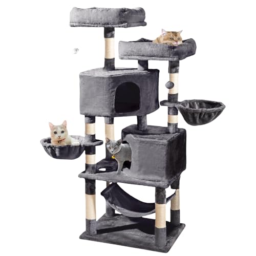 Zooland Katzenbaum Turm für Indoor Katzen, Mehrstöckig Katzenhaus mit Plattformbett, Sisalbaum Kletterbaum Katze Condo Perfekt für Haustier Spiel, Spaß, Ruhe, Kratzen von Zooland