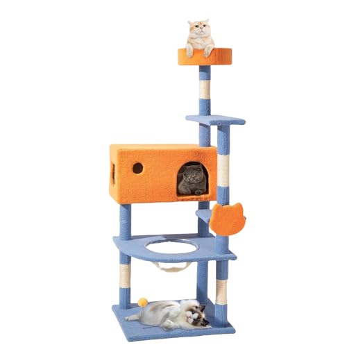 Zooland Katzenbaum Turm für Indoor Katzen, Mehrstöckig Katzenhaus mit Plattformbett, Sisalbaum Kletterbaum Katze Condo Perfekt für Haustier Spiel, Spaß, Ruhe, Kratzen von Zooland