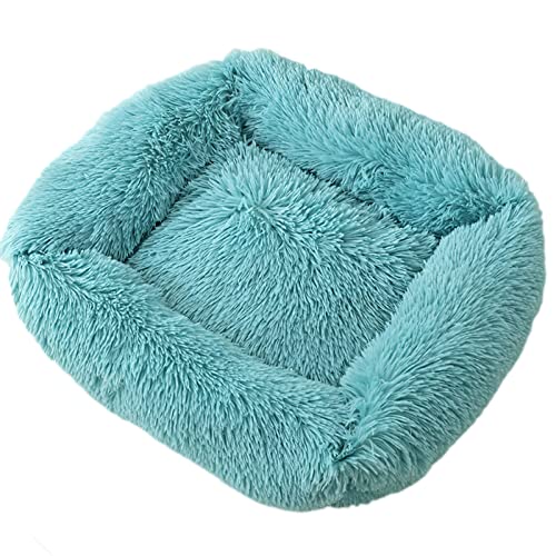 Beruhigendes Hundebett groß waschbar kuschelig Plüsch warm bequem Haustierbett rechteckig weich tiefer Schlaf Hundebett für kleine mittel große große Hunde (XL, 95 x 72 x 18 cm, Blau 2) von Zoomlie