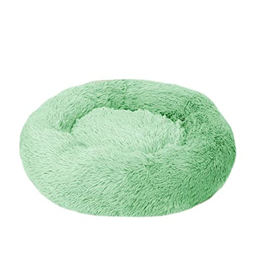 Beruhigendes Katzen- und Hundebett, flauschig, Plüsch, rund, warm, Donut-Design, mit rutschfester Unterseite, verbesserter Schlaf, Haustierhöhle, waschbar (100 cm, Fruchtgrün) von Zoomlie