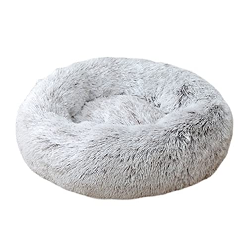 Beruhigendes Katzen- und Hundebett, flauschig, Plüsch, rund, warm, Donut-Design, mit rutschfester Unterseite, verbesserter Schlaf, Haustierhöhle, waschbar (40 cm, JB Khaki) von Zoomlie