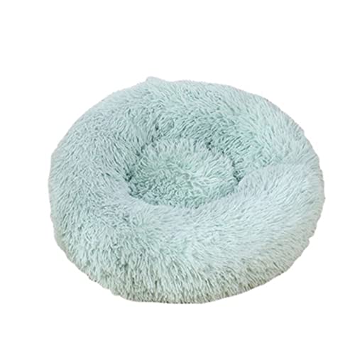 Beruhigendes Katzen- und Hundebett, flauschig, Plüsch, rund, warm, Donut-Design, mit rutschfester Unterseite, verbesserter Schlaf, Haustierhöhle, waschbar (90 cm, Smaragdgrün) von Zoomlie