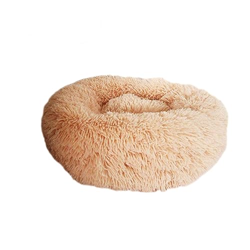 Donut-Katzenbett, flauschig, Anti-Angst, waschbar, rutschfeste Unterseite, beruhigendes Hundebett für große, mittelgroße und kleine Hunde und Katzen (90 cm, cremefarben) von Zoomlie