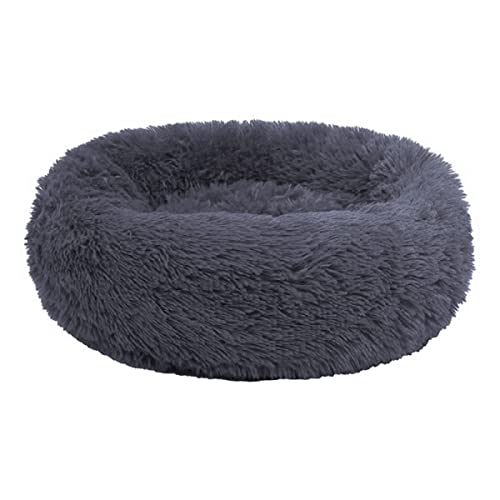 Donut beruhigendes Hundebett, Angstlinderung, weich, flauschig, weiches Haustierbett, Winter-Hundehütte, rutschfest, waschbar, 60 cm, Grau 2 von Zoomlie