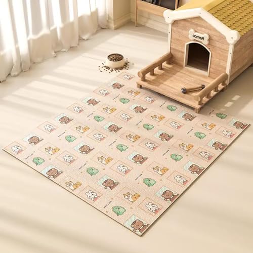 Haustier-Bodenmatte mit niedlichem Cartoon-Design, wasserdicht, urinresistent, für alle Jahreszeiten, für Eingang, Flur, Laufstall, Box (Stil 1,100 x 120 cm) von Zoomlie