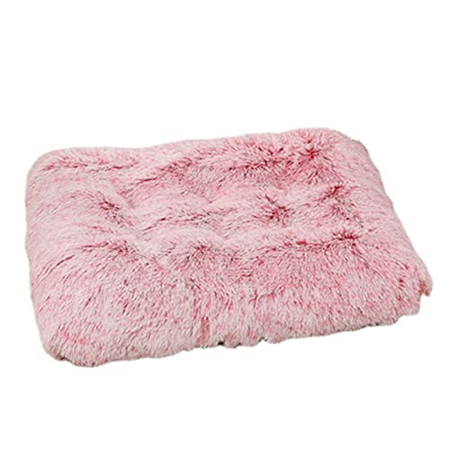 Langes Plüsch-Katzenbett für kleine, mittelgroße und extra große Haustiere, gemütlich, warm, Kissen, rutschfest, orthopädisches Hunde-Schlafnest, maschinenwaschbar, L, Rosen-Pulver von Zoomlie