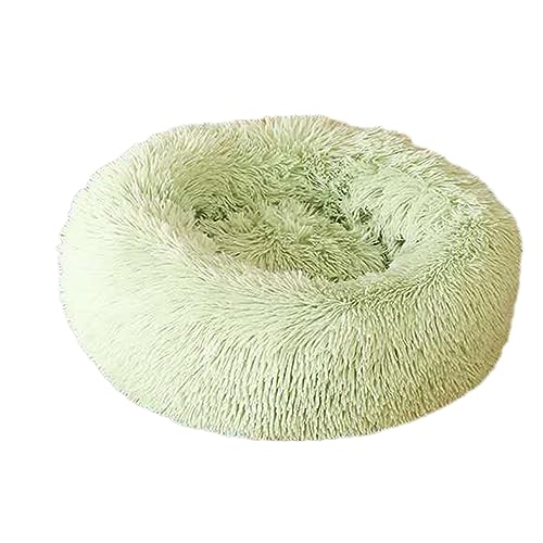 Rundes Donut-Haustierbett, warm, flauschig, Anti-Angst, Hundehütte, langer Plüsch, für den Innenbereich, Katze, mit rutschfester Unterseite, Haustiernest, Kuscheltier (30 cm, grün) von Zoomlie