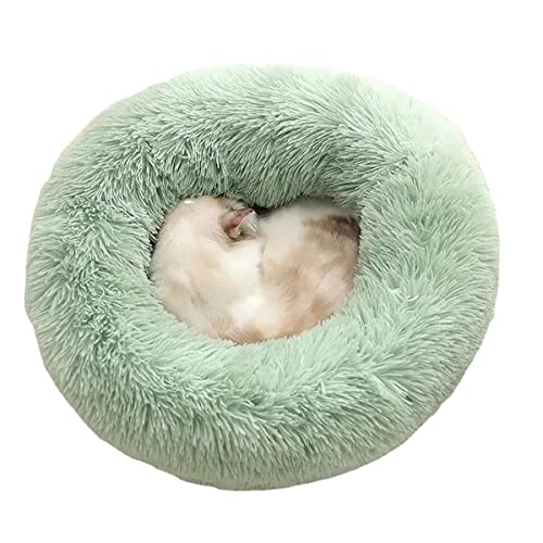 Rundes Haustierbett, beruhigendes Donut-Hundebett für mittelgroße und kleine Hunde und Katzen, flauschig, Anti-Angst-Hundebetten, waschbar, rutschfest (S (40 x 40 cm), Grün) von Zoomlie