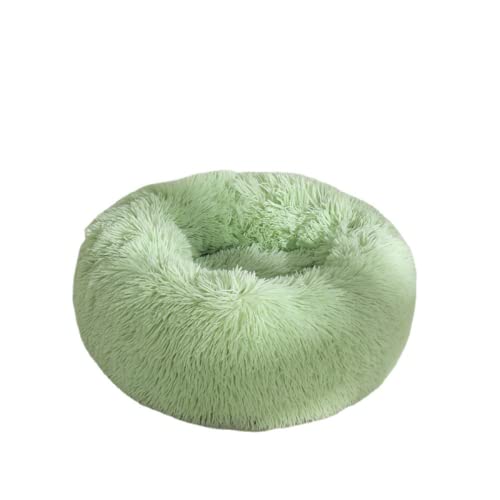 Rundes Plüsch-Katzenbett, Donut-Haustierbett, weiches Welpensofa, Winter, warm, Katzennest, Hundehütte, rutschfest, waschbar, Haustierhaus für drinnen (110 cm, grün) von Zoomlie