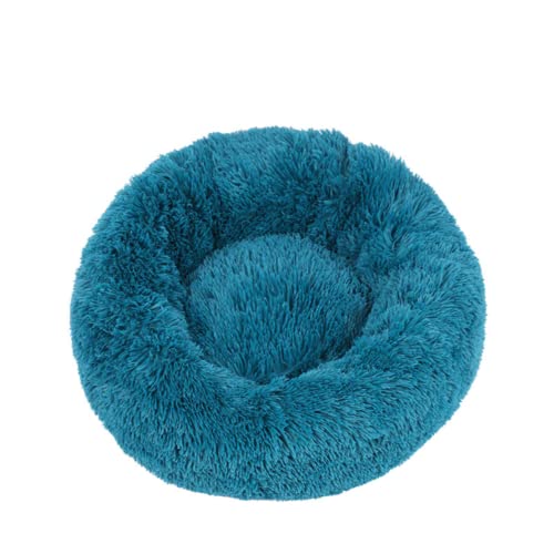 Zoomlie Abnehmbare, waschbare Hundehütte, rundes Plüsch-Haustierbett, Katzennest, Haustierbedarf, Haustiermatte, Hundehütte, Hundehütte, Couch, Bett, rutschfest (40 cm, Cyanblau) von Zoomlie