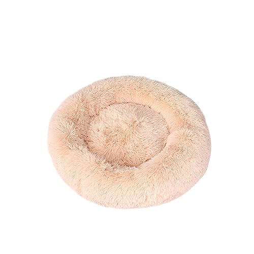 Zoomlie Beruhigendes Donut-Hundebett, weich, lang, Plüsch, Haustierbett, waschbar, rutschfeste Unterseite, Plüsch-Hundematte für kleine/mittelgroße Hunde und Katzen (40 cm, cremefarben) von Zoomlie