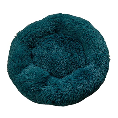 Zoomlie Beruhigendes Donut-Hundebett für mittelgroße und kleine Hunde und Katzen, flauschig, Anti-Angst-Hundebetten, Welpen-Sofa-Bett, warmes Plüsch-Haustierbett, Innen-Hundehaus (60 cm, Blau2) von Zoomlie